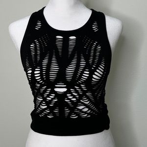 ALO Vixen mesh tank in black